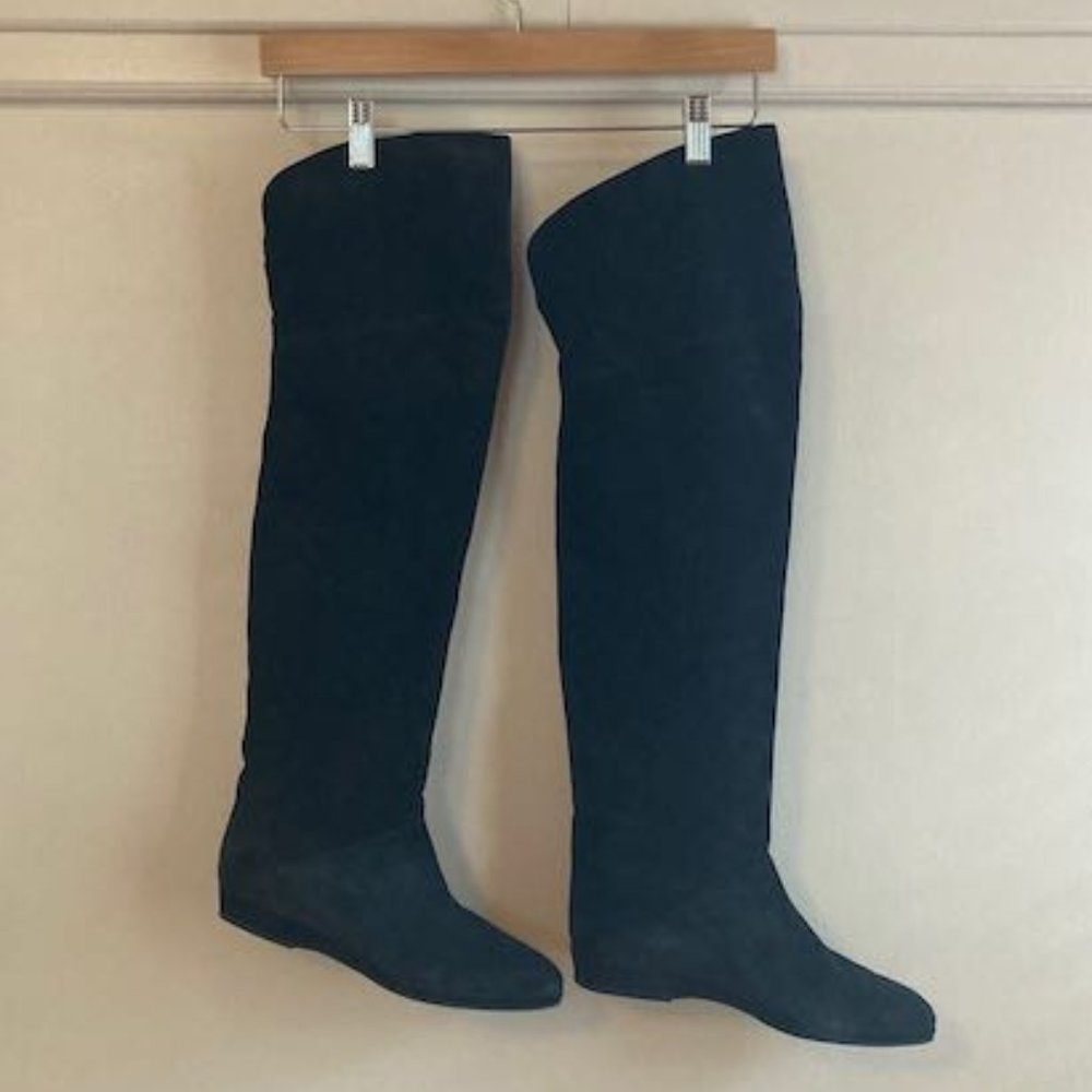 Barney's New York Black Suede Over-the-Knee Boots, Size 8.5